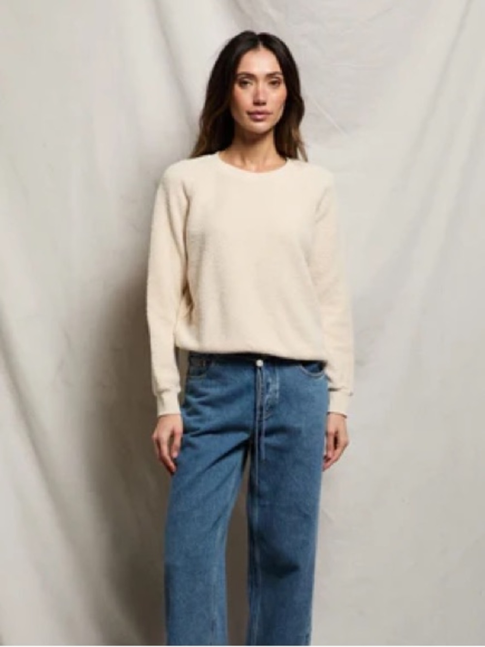 perfectwhitetee Cream Fleece Crewneck Sweatshirt - Picture 3 of 7